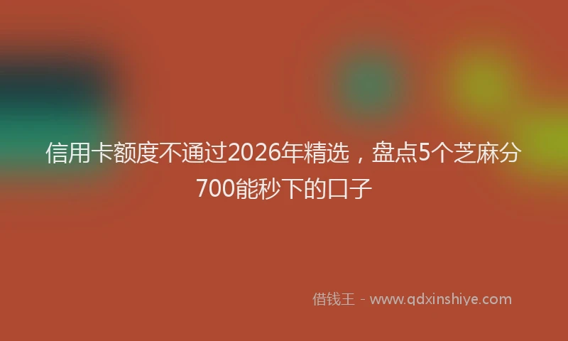 信用卡额度不通过2026年精选,盘点5个芝麻分700能秒下的口子