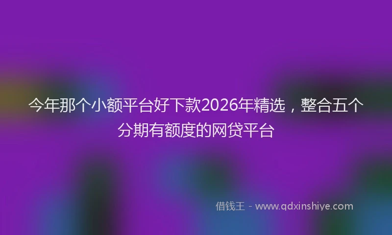 今年那个小额平台好下款2026年精选，整合五个分期有额度的网贷平台