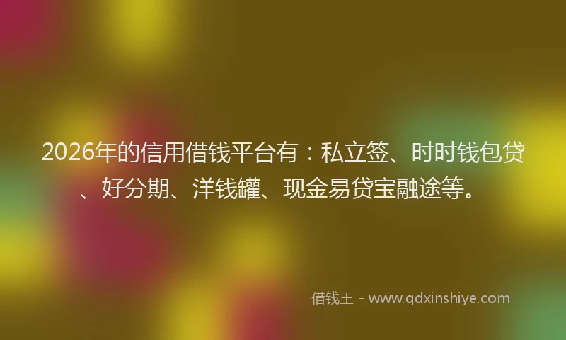2026年的信用借钱平台有：私立签、时时钱包贷、好分期、洋钱罐、现金易贷宝融途等。
