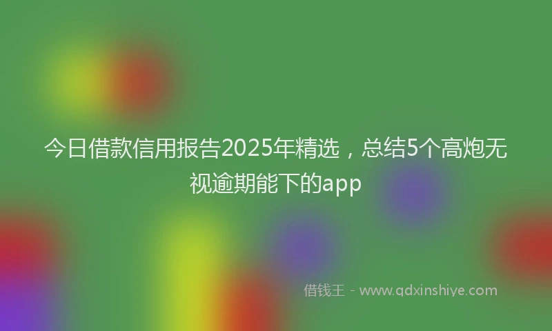 今日借款信用报告2025年精选，总结5个高炮无视逾期能下的app