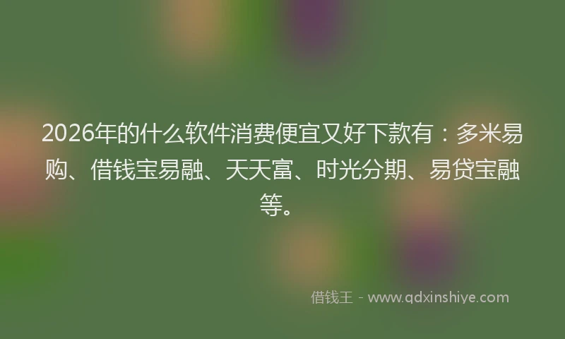 2026年的什么软件消费便宜又好下款有:多米易购、借钱宝易融、天天富、时光分期、易贷宝融等。