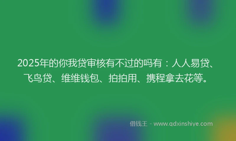 2025年的你我贷审核有不过的吗有：人人易贷、飞鸟贷、维维钱包、拍拍用、携程拿去花等。