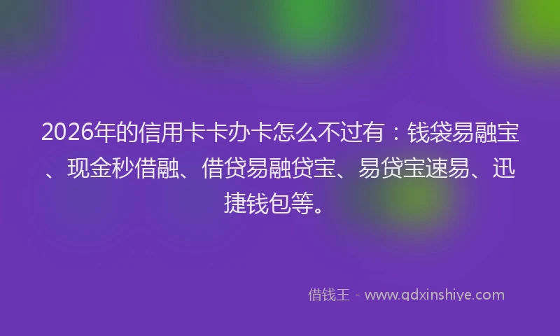 2026年的信用卡卡办卡怎么不过有：钱袋易融宝、现金秒借融、借贷易融贷宝、易贷宝速易、迅捷钱包等。