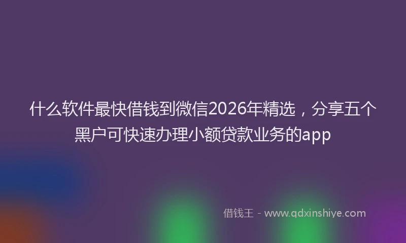 什么软件最快借钱到微信2026年精选，分享五个黑户可快速办理小额贷款业务的app