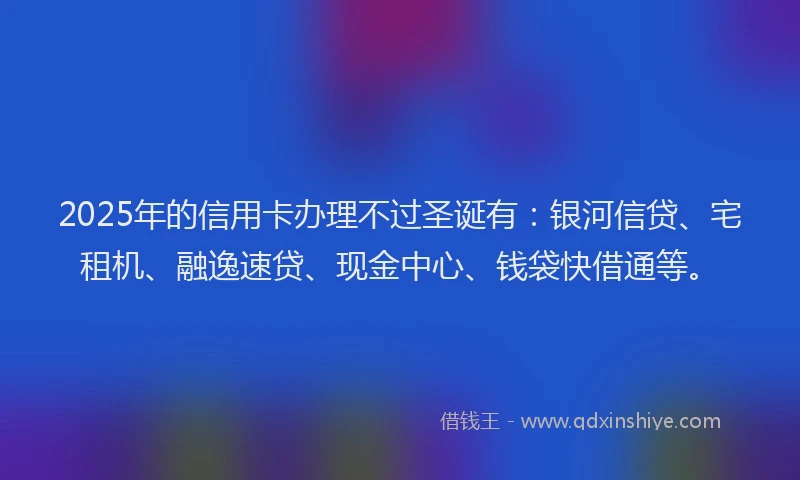 2025年的信用卡办理不过圣诞有：银河信贷、宅租机、融逸速贷、现金中心、钱袋快借通等。