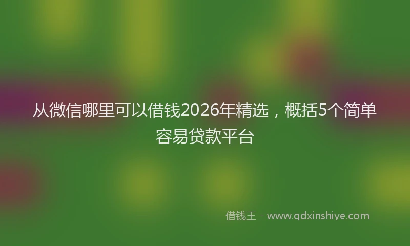 从微信哪里可以借钱2026年精选，概括5个简单容易贷款平台