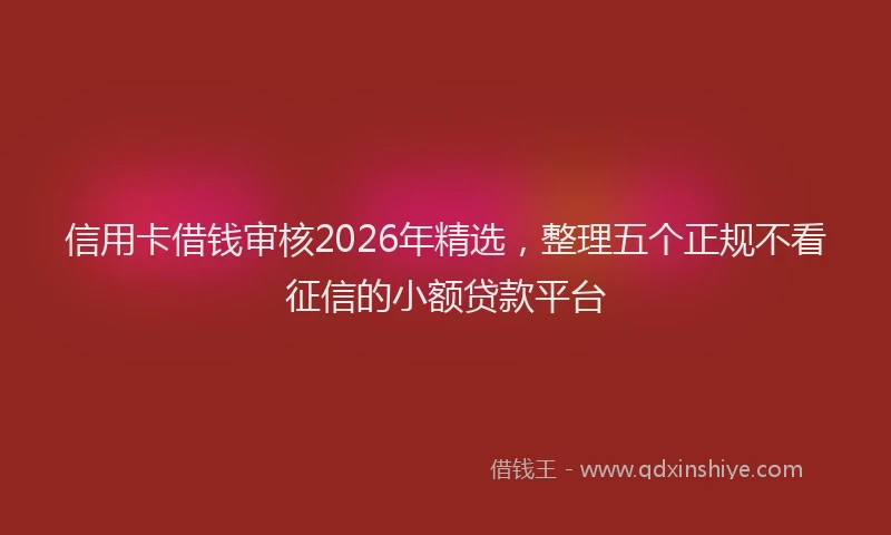信用卡借钱审核2026年精选，整理五个正规不看征信的小额贷款平台