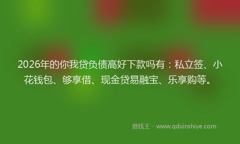 2026年的你我贷负债高好下款吗有：私立签、小花钱包、够享借、现金贷易融宝、乐享购等。