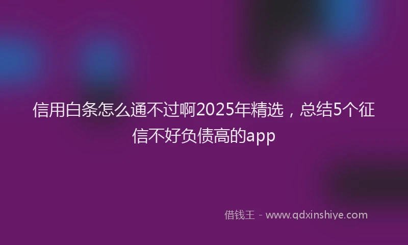 信用白条怎么通不过啊2025年精选，总结5个征信不好负债高的app