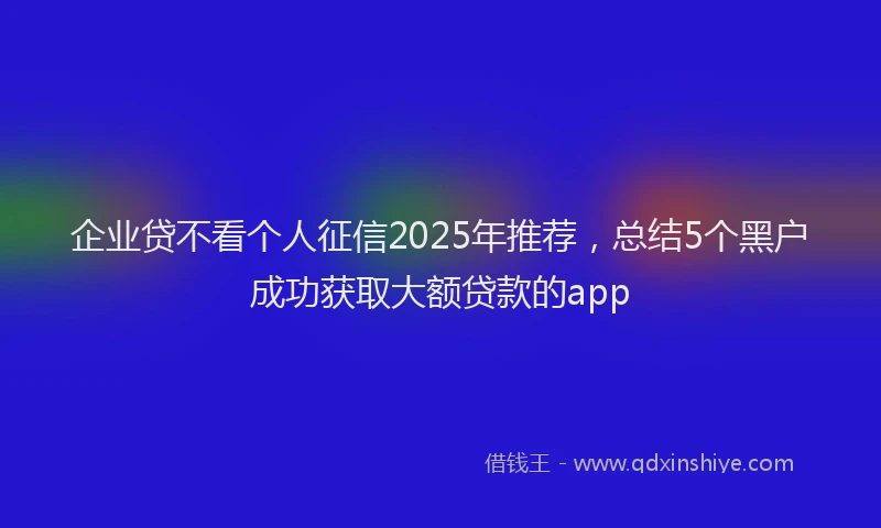 企业贷不看个人征信2025年推荐，总结5个黑户成功获取大额贷款的app