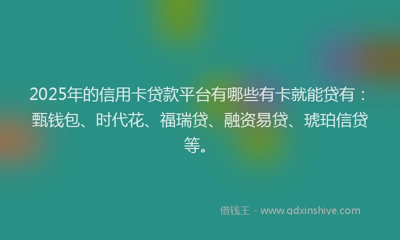 2025年的信用卡贷款平台有哪些有卡就能贷有：甄钱包、时代花、福瑞贷、融资易贷、琥珀信贷等。
