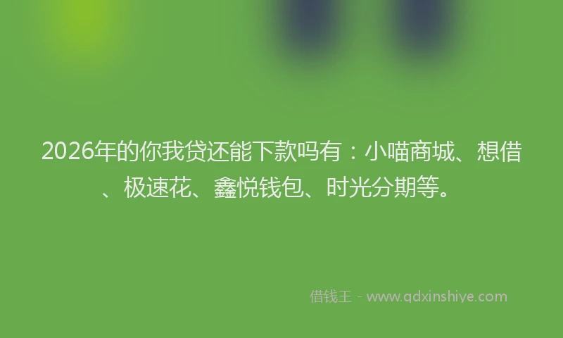2026年的你我贷还能下款吗有：小喵商城、想借、极速花、鑫悦钱包、时光分期等。