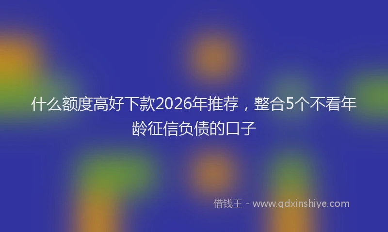 什么额度高好下款2026年推荐，整合5个不看年龄征信负债的口子