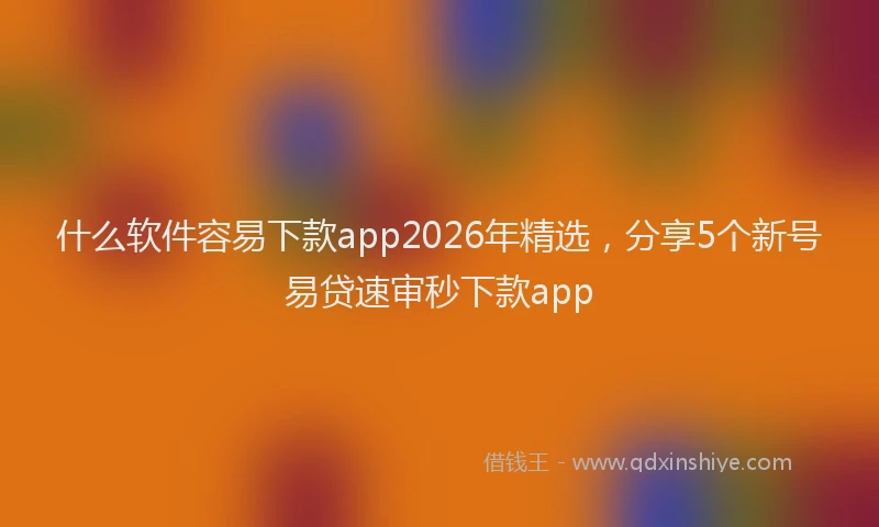 什么软件容易下款app2026年精选，分享5个新号易贷速审秒下款app