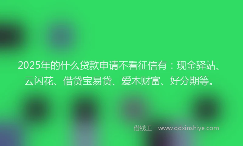 2025年的什么贷款申请不看征信有：现金驿站、云闪花、借贷宝易贷、爱木财富、好分期等。
