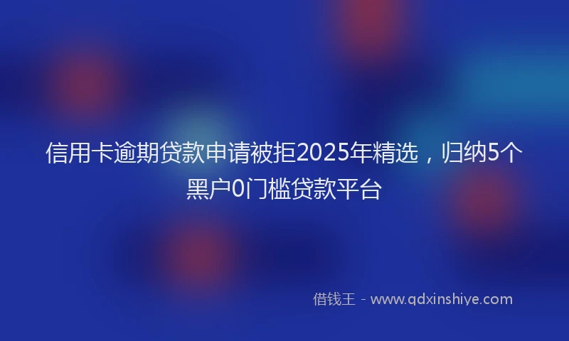 信用卡逾期贷款申请被拒2025年精选，归纳5个黑户0门槛贷款平台