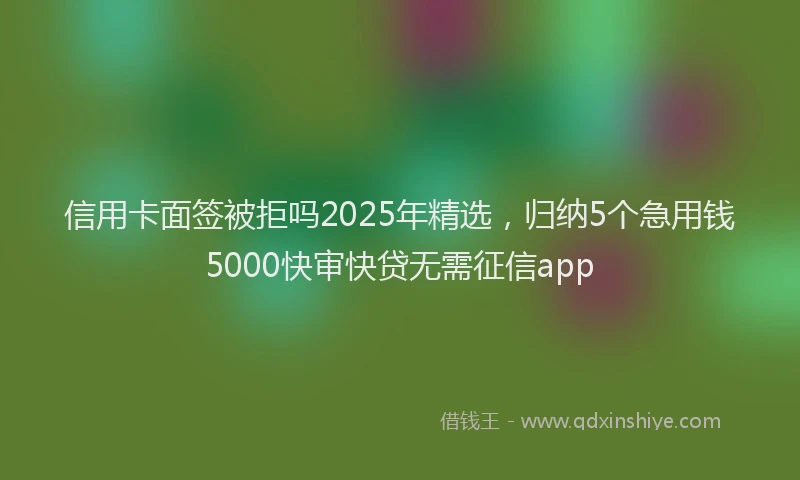 信用卡面签被拒吗2025年精选，归纳5个急用钱5000快审快贷无需征信app