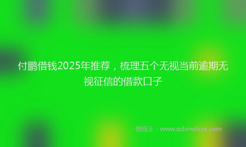 付鹏借钱2025年推荐,梳理五个无视当前逾期无视征信的借款口子