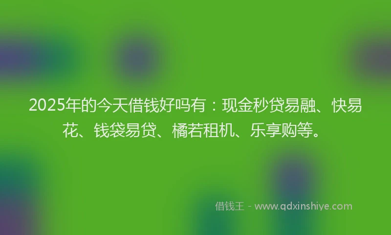 2025年的今天借钱好吗有：现金秒贷易融、快易花、钱袋易贷、橘若租机、乐享购等。