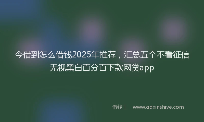 今借到怎么借钱2025年推荐，汇总五个不看征信无视黑白百分百下款网贷app