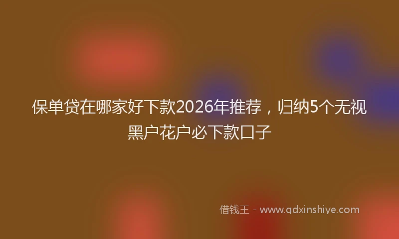 保单贷在哪家好下款2026年推荐,归纳5个无视黑户花户必下款口子