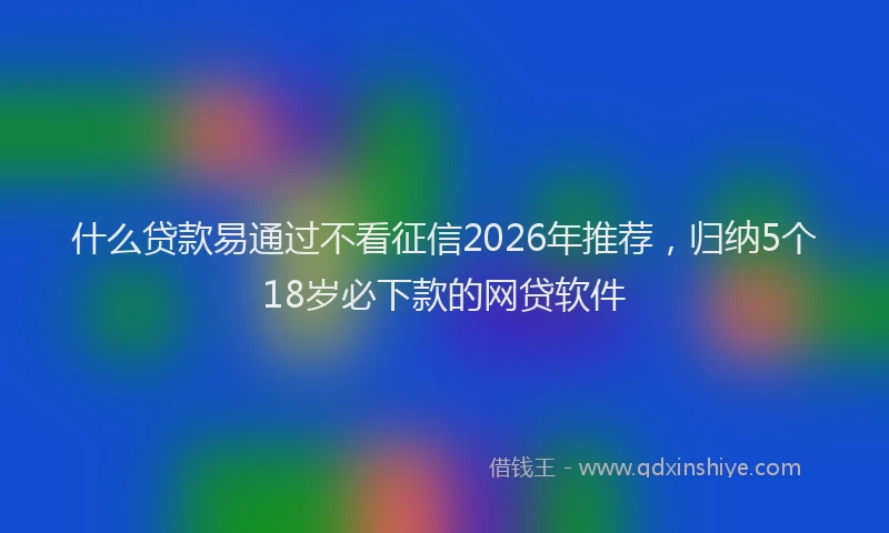什么贷款易通过不看征信2026年推荐，归纳5个18岁必下款的网贷软件