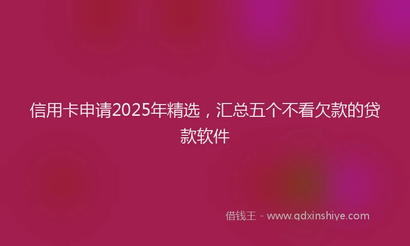 信用卡申请2025年精选，汇总五个不看欠款的贷款软件