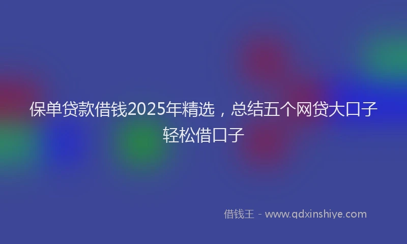 保单贷款借钱2025年精选，总结五个网贷大口子轻松借口子