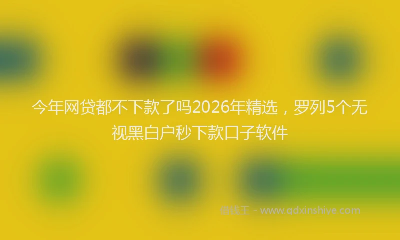 今年网贷都不下款了吗2026年精选，罗列5个无视黑白户秒下款口子软件