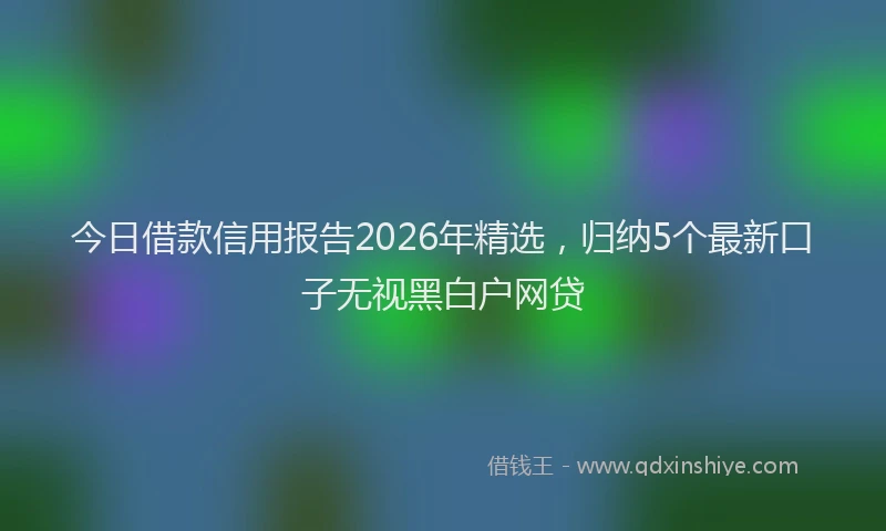 今日借款信用报告2026年精选，归纳5个最新口子无视黑白户网贷