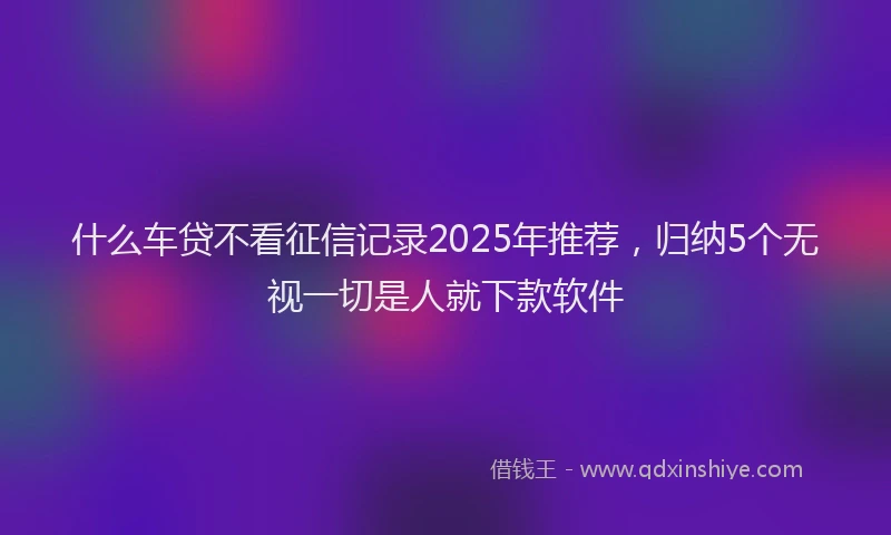 什么车贷不看征信记录2025年推荐,归纳5个无视一切是人就下款软件