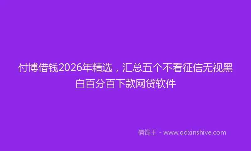 付博借钱2026年精选，汇总五个不看征信无视黑白百分百下款网贷软件