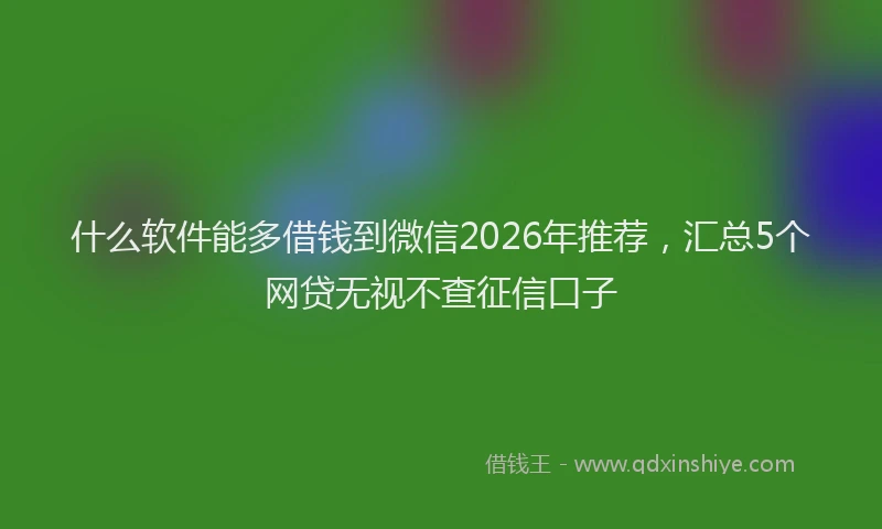 什么软件能多借钱到微信2026年推荐，汇总5个网贷无视不查征信口子