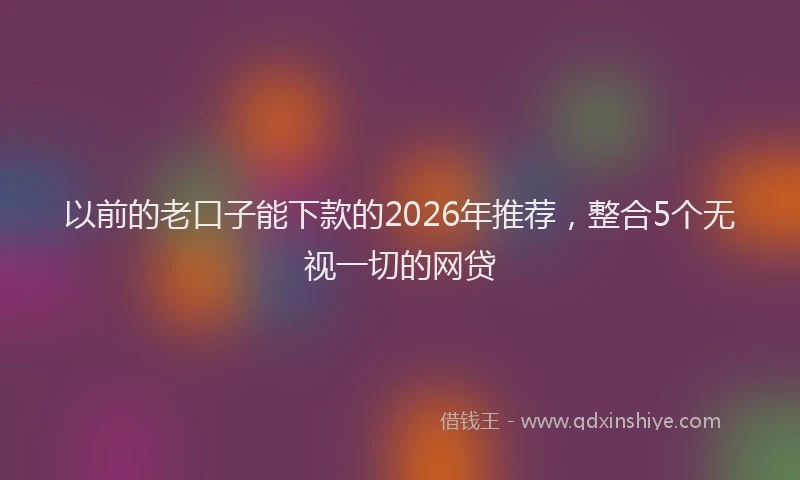 以前的老口子能下款的2026年推荐，整合5个无视一切的网贷