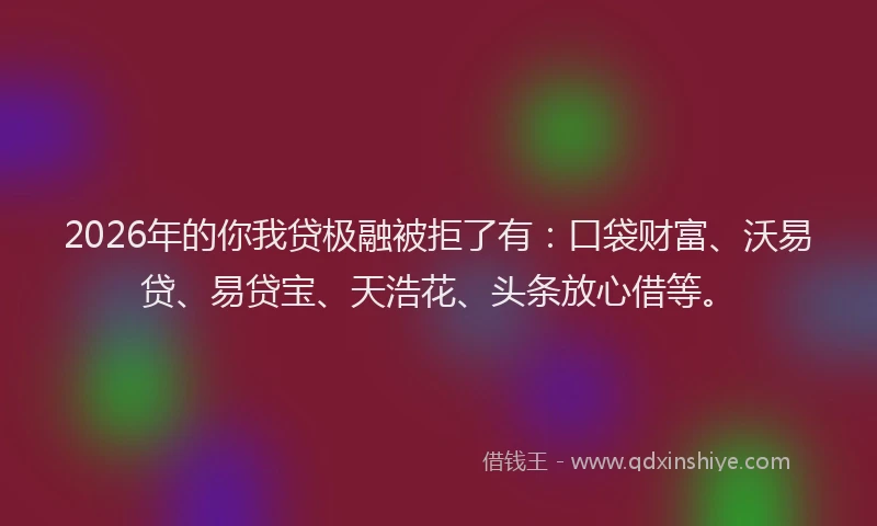 2026年的你我贷极融被拒了有：口袋财富、沃易贷、易贷宝、天浩花、头条放心借等。