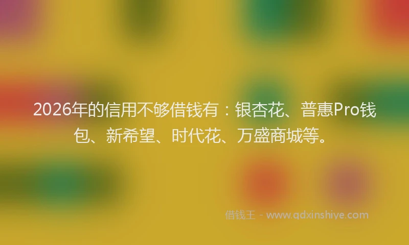 2026年的信用不够借钱有：银杏花、普惠Pro钱包、新希望、时代花、万盛商城等。