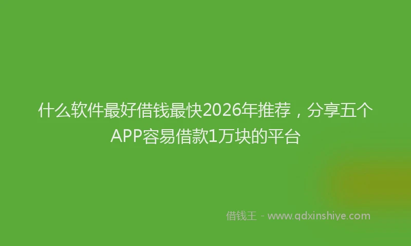 什么软件最好借钱最快2026年推荐,分享五个APP容易借款1万块的平台