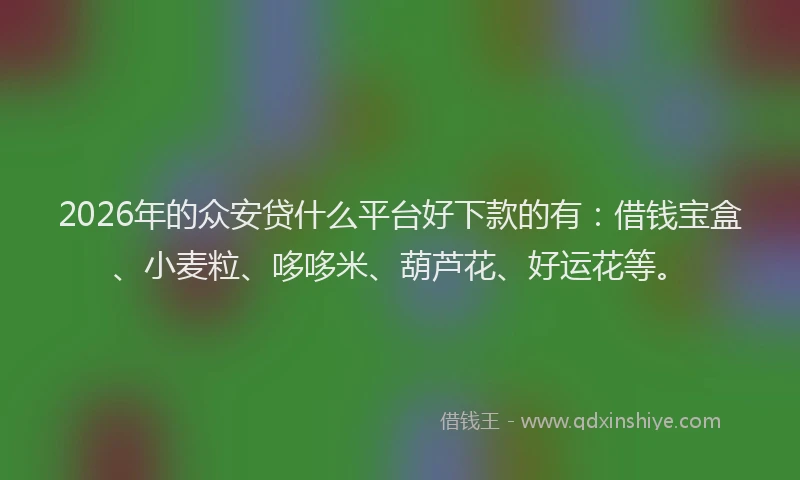 2026年的众安贷什么平台好下款的有:借钱宝盒、小麦粒、哆哆米、葫芦花、好运花等。