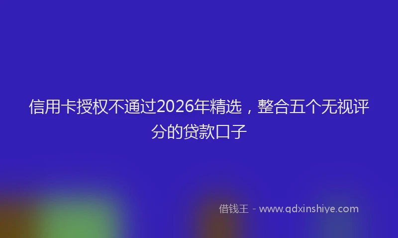 信用卡授权不通过2026年精选，整合五个无视评分的贷款口子