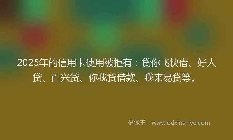 2025年的信用卡使用被拒有：贷你飞快借、好人贷、百兴贷、你我贷借款、我来易贷等。