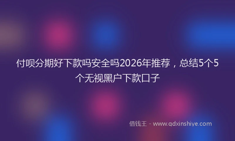 付呗分期好下款吗安全吗2026年推荐，总结5个5个无视黑户下款口子