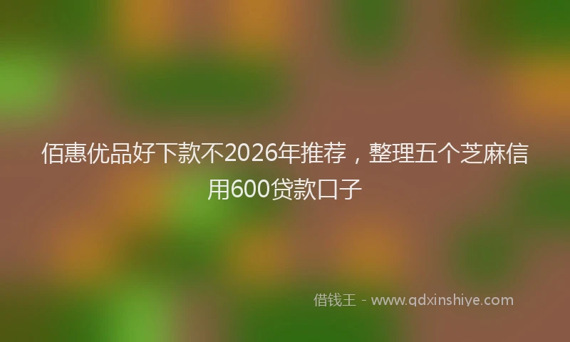 佰惠优品好下款不2026年推荐,整理五个芝麻信用600贷款口子