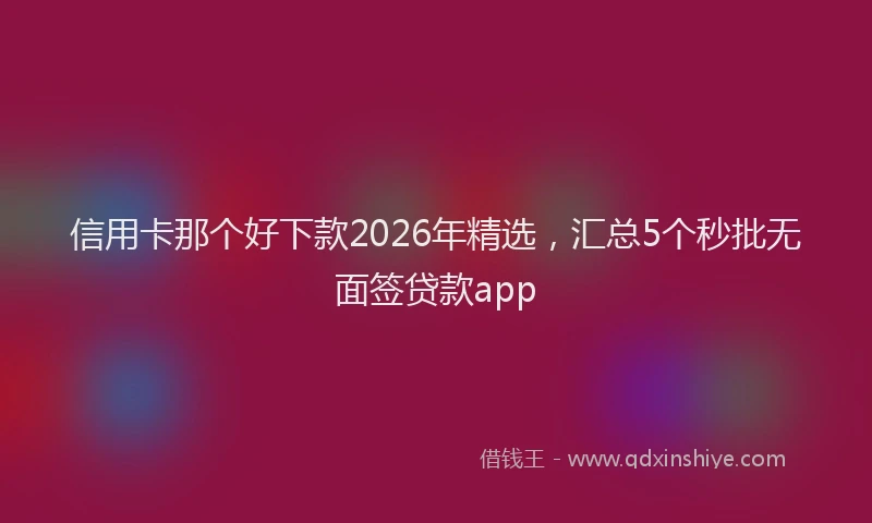 信用卡那个好下款2026年精选，汇总5个秒批无面签贷款app