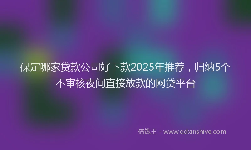 保定哪家贷款公司好下款2025年推荐，归纳5个不审核夜间直接放款的网贷平台
