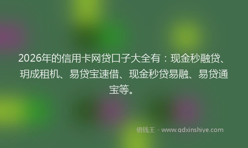 2026年的信用卡网贷口子大全有：现金秒融贷、玥成租机、易贷宝速借、现金秒贷易融、易贷通宝等。