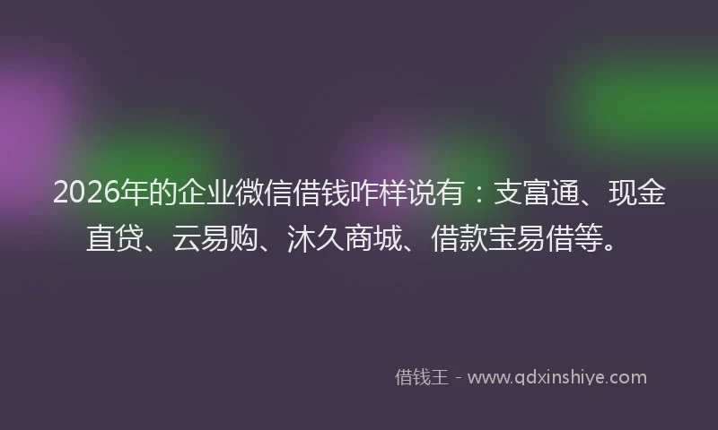 2026年的企业微信借钱咋样说有：支富通、现金直贷、云易购、沐久商城、借款宝易借等。