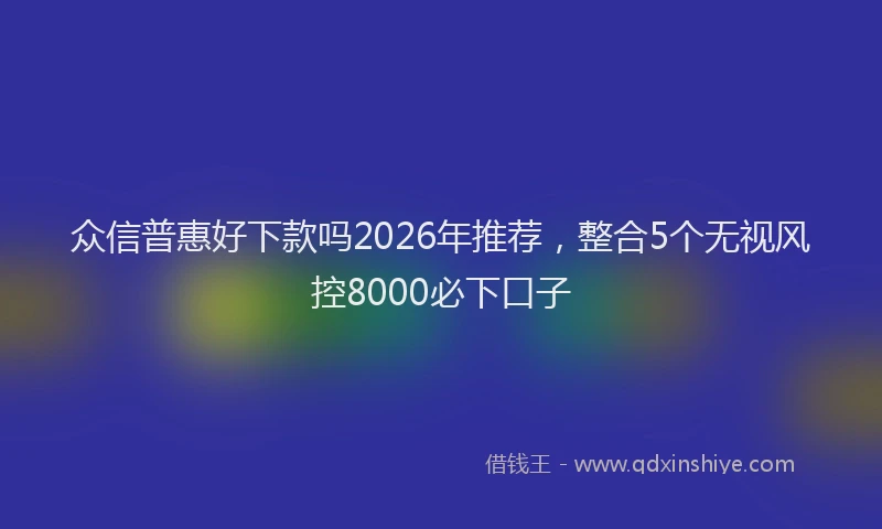 众信普惠好下款吗2026年推荐，整合5个无视风控8000必下口子