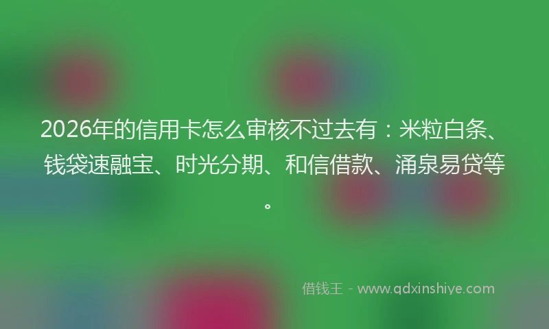 2026年的信用卡怎么审核不过去有：米粒白条、钱袋速融宝、时光分期、和信借款、涌泉易贷等。