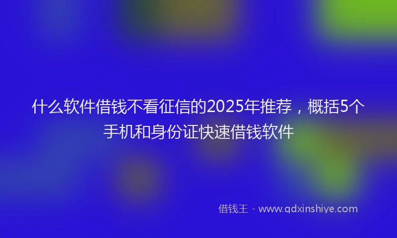 什么软件借钱不看征信的2025年推荐，概括5个手机和身份证快速借钱软件