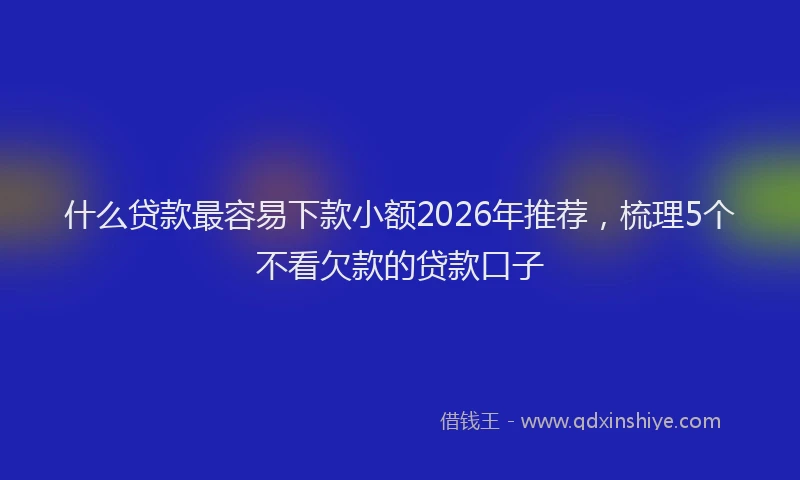 什么贷款最容易下款小额2026年推荐，梳理5个不看欠款的贷款口子